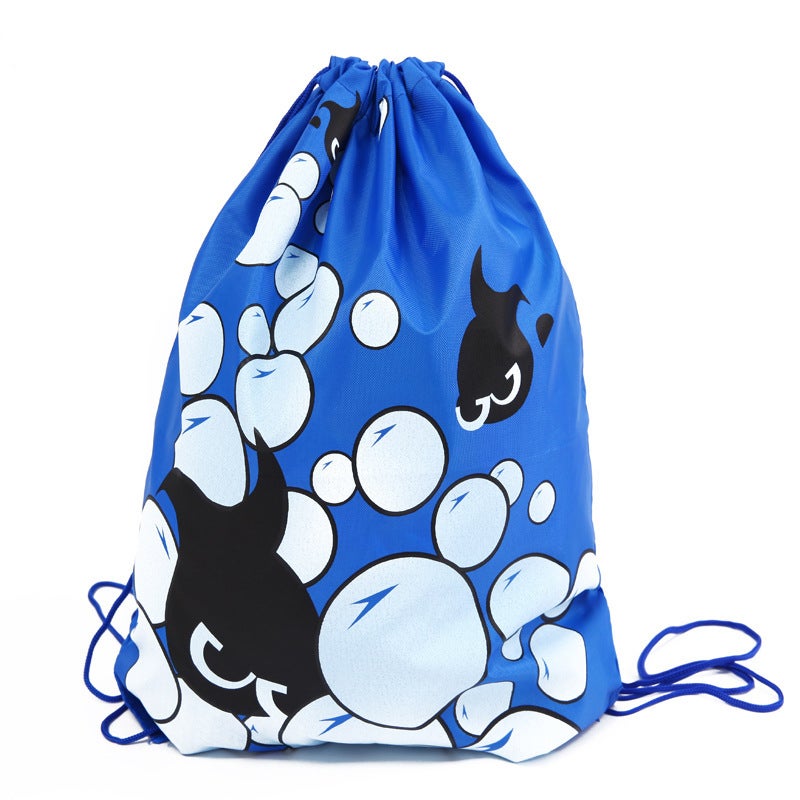 Generic Childrens Swimming Backpack Drawstring Beach Storage Bag Large Capacity Foldable Waterproof Bag Mens and Womens Swimming Equipment Blue Storage Backpack