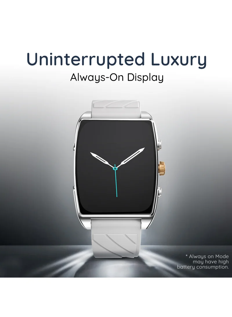 Pebble Mega Smart Watch for Men and Women  with 2.06" AMOLED Display, Bluetooth Calling, Premium Metal Build, Always-On Display, AI Voice Assistant, Rotating Crown, Customizable Watch Faces, Moonlight Grey