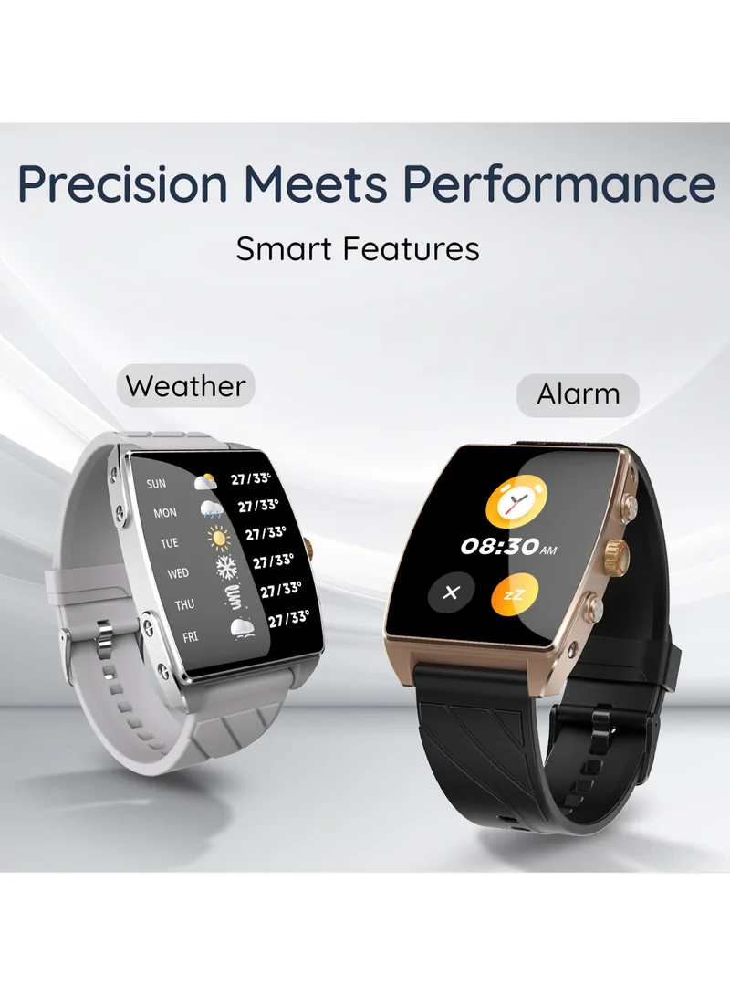 Pebble Mega Smart Watch for Men and Women  with 2.06" AMOLED Display, Bluetooth Calling, Premium Metal Build, Always-On Display, AI Voice Assistant, Rotating Crown, Customizable Watch Faces, Moonlight Grey