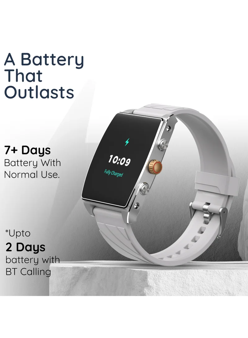 Pebble Mega Smart Watch for Men and Women  with 2.06" AMOLED Display, Bluetooth Calling, Premium Metal Build, Always-On Display, AI Voice Assistant, Rotating Crown, Customizable Watch Faces, Moonlight Grey