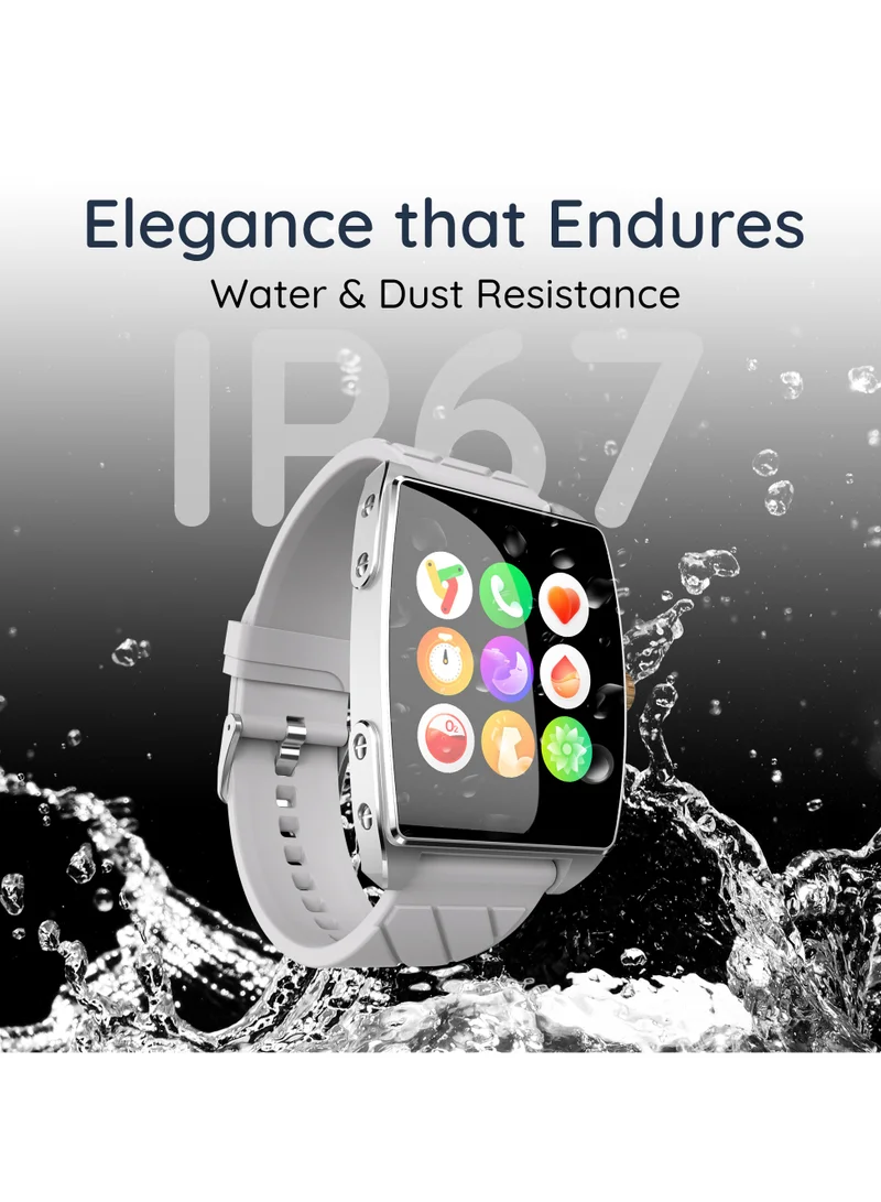 Pebble Mega Smart Watch for Men and Women  with 2.06" AMOLED Display, Bluetooth Calling, Premium Metal Build, Always-On Display, AI Voice Assistant, Rotating Crown, Customizable Watch Faces, Moonlight Grey