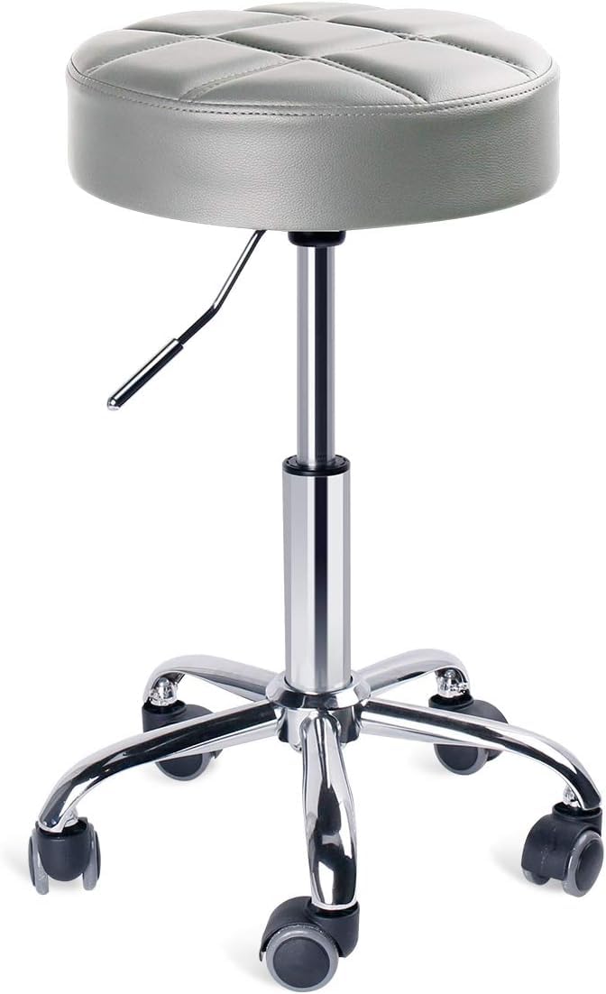 CRAFTSPEN craftspen Adjustable Round Rolling Stool with White Wheels Height 19 to 23 cm Grey 1pc  - Image 5