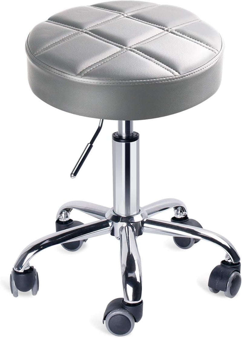 CRAFTSPEN craftspen Adjustable Round Rolling Stool with White Wheels Height 19 to 23 cm Grey 1pc  - Image 1