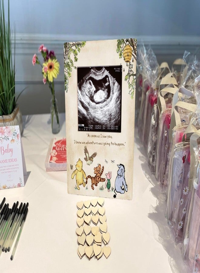 Unbala Winnie Ultrasound Picture Frame Baby Shower Decorations Wooden Pregnancy Keepsake Milestone Table Sign Gifts For Gender Reveal Nursery Room Decor - Image 4