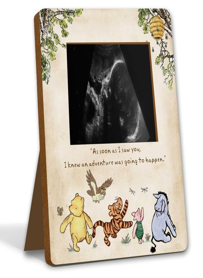 Unbala Winnie Ultrasound Picture Frame Baby Shower Decorations Wooden Pregnancy Keepsake Milestone Table Sign Gifts For Gender Reveal Nursery Room Decor - Image 1