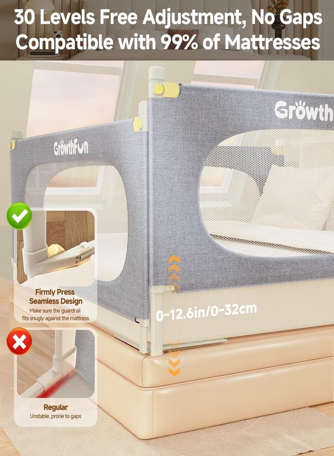GrowthFun 3-Piece Full Size Bed Rail for Toddlers, Baby Bed Rail Guard with Height Adjustable, Kids Safety Toddler Bed Rail for Full Size Bed (74.8"x74.8"x54" - Grey) - Image 4