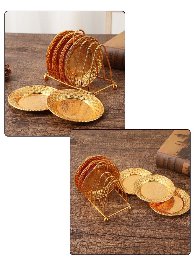 DUNISO 6pcs Dessert Plates Set Elegant Stainless Dessert Plate Set with Storage Rack Dinner Cake Dessert Snack Plate Storage Dried Fruit Plate Tasting Plate Display Stand for Family， Party， Picnic， Home - Image 2