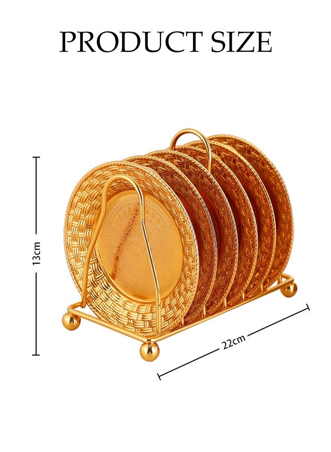 DUNISO 6pcs Dessert Plates Set Elegant Stainless Dessert Plate Set with Storage Rack Dinner Cake Dessert Snack Plate Storage Dried Fruit Plate Tasting Plate Display Stand for Family， Party， Picnic， Home - Image 4