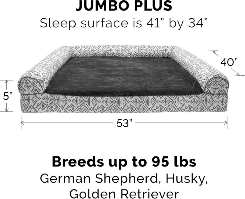 Furhaven Replacement Dog Bed Cover Plush & Southwest Kilim Décor Sofa-Style, Machine Washable - Boulder Gray, Jumbo Plus (XX-Large) - Image 3