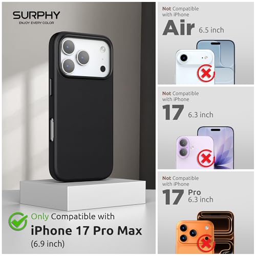 SURPHY Case for iPhone 17 Pro Max Case 69 inch 2025 Compatible with MagSafe Faux Leather 17 Pro Max Phone Cases Whit Soft Microfiber Lining Black - Image 3
