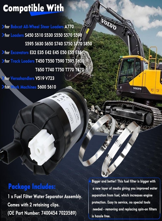 فاصل الماء عن فلتر الوقود 7400454، بديل للرقم 7023589، مناسب لجرافات Bobcat الانزلاقية واللوادر من سلسلة T/S A770 T770 T750 T650 T595 T590 S450 S590، وللحفارات E32 E35 E42 E45، وللرافعات المتعددة الاستخدامات V519 V723 - Image 3