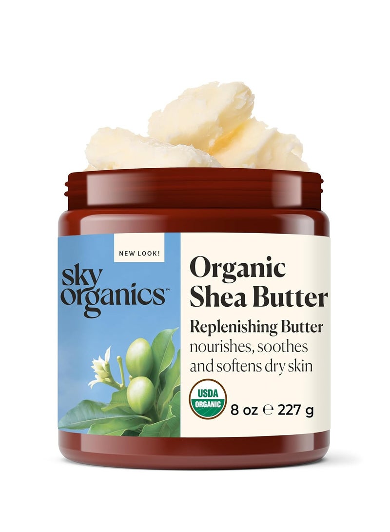 Sky Organics Sky Organics - Organic Shea Butter, 8 oz - Nourishes, Soothes, and Softens Dry Skin - Raw & Undefined - Essential Fatty Acids & Antioxidants - Natural, Vegan & Cruelty Free - Skin Care & Self Care - Image 1