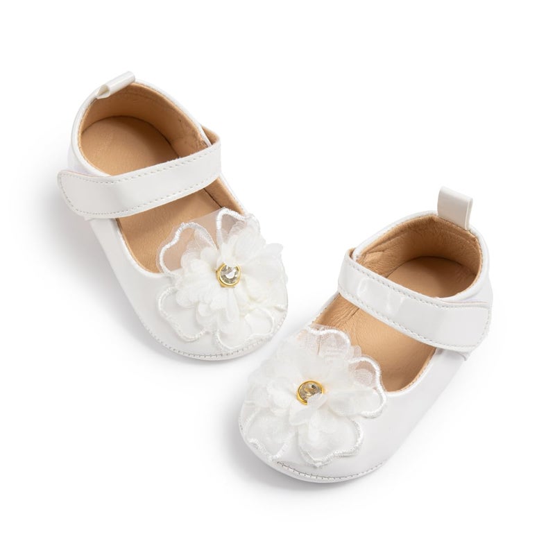 Meckior Infant Baby Girls Soft Sole Bowknot Princess Wedding Dress Mary Jane Flats Prewalker Newborn Light Baby Sneaker Shoes - Image 1