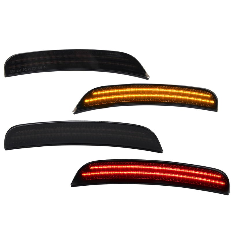 أفضل مصابيح علامة جانبية LED متوافقة مع دودج تشارجر 2015-2023 مصابيح علامة أمامية وخلفية حمراء وبرتقالية عدسة مدخنة 4 قطع