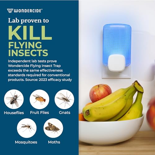 Wondercide - Flying Insect and Fly Trap - Indoor Bug Catcher for Fruit and House Flies, Gnats, Moths, and Mosquitoes - Starter Kit for Home and Kitchen - 1 Plug-in Light and 1 Cartridge - Image 2