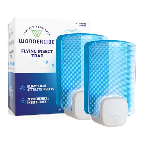 Wondercide - Flying Insect and Fly Trap - Indoor Bug Catcher for Fruit and House Flies, Gnats, Moths, and Mosquitoes - Starter Kit for Home and Kitchen - 1 Plug-in Light and 1 Cartridge - Image 1