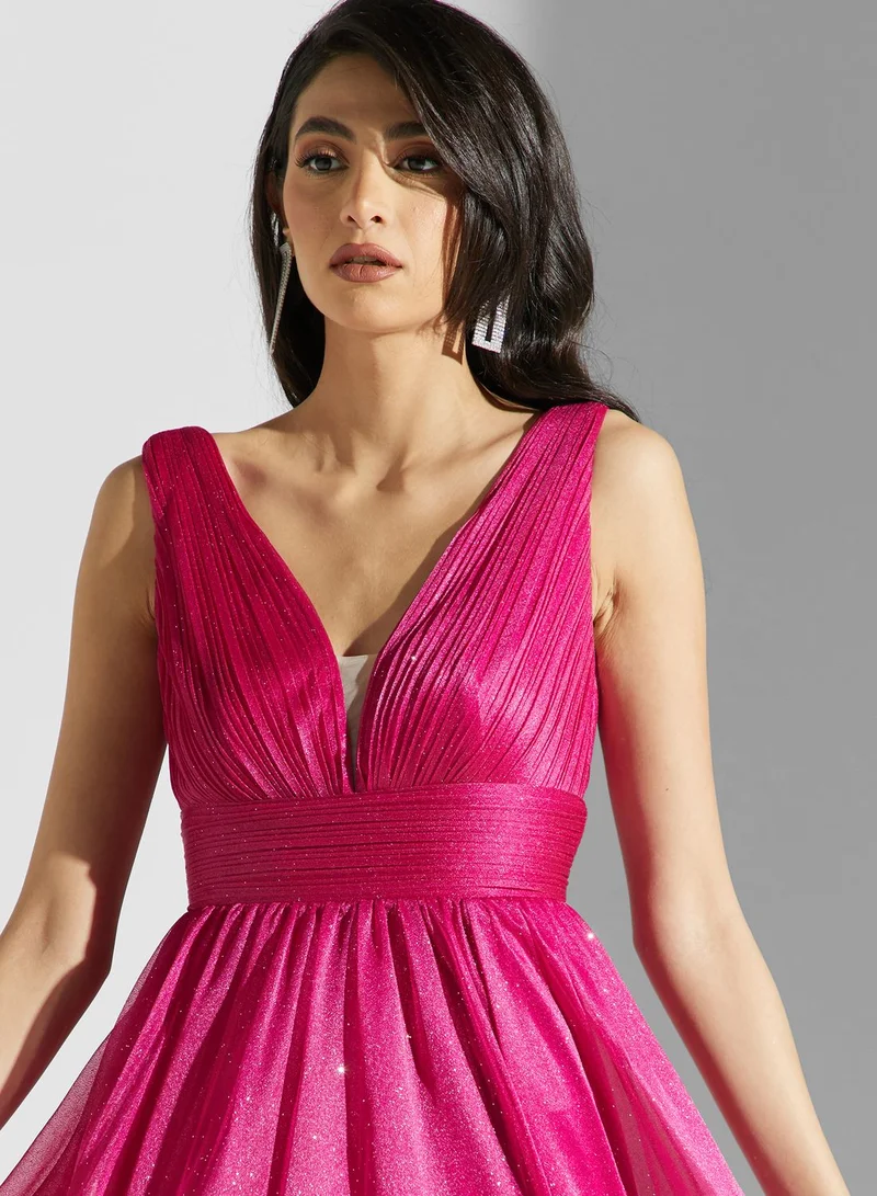 Ella Limited Edition Ruched Waist Shimmer Dress
