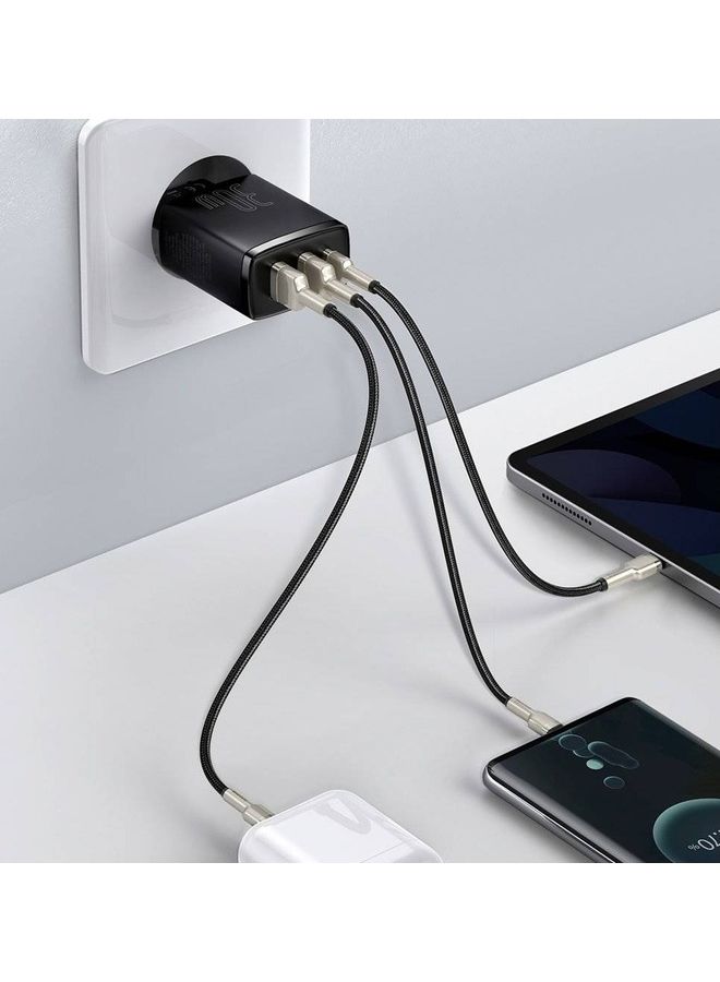 بيسوس شاحن سريع بتقنية PD بمنفذ USB C بقدرة 30 وات ومنفذ Type-C ومنفذ مزدوج ومحول جداري بتقنية الشحن السريع 3.0 بقابس أوروبي، مناسب لأجهزة آيفون 13 و12 و12 ميني و12 برو و12 برو ماكس وهواتف جالاكسي وأجهزة بكسل 4/3 وآي باد برو وسماعات آيربودز برو وغيرها لون أسود. - Image 4