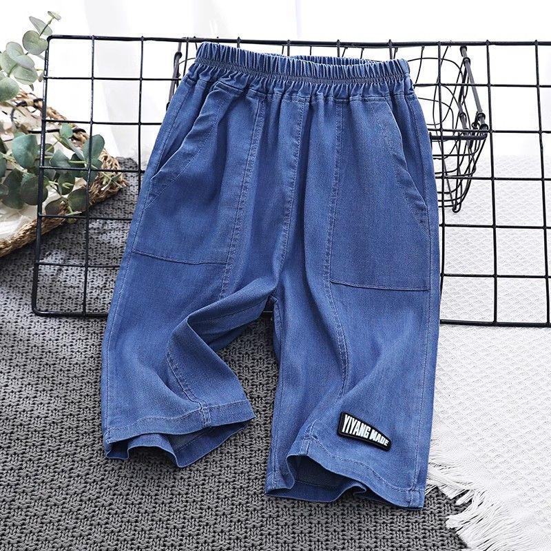 Children'S Lightweight Tens Cotton Denim Cropped Pants Boys Stitching Shorts Arrival Zhongda Children'S Hasbro - Image 1