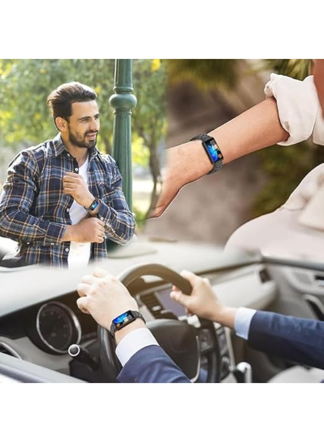 Metal Strap Compatible with HUAWEI Band 10 / Band 9 / Band 8, Stainless Steel Replacement Band with Folding Clasp, Adjustable Replacement Bracelet Wristband (Black, Oyster) - Image 5