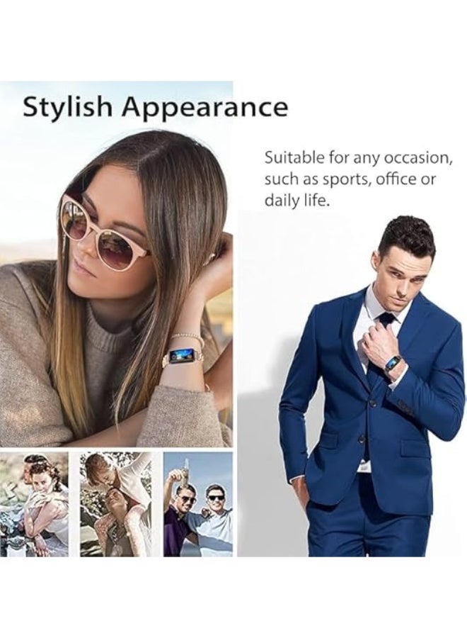 Metal Strap Compatible with HUAWEI Band 10 / Band 9 / Band 8, Stainless Steel Replacement Band with Folding Clasp, Adjustable Replacement Bracelet Wristband (Black, Oyster) - Image 3