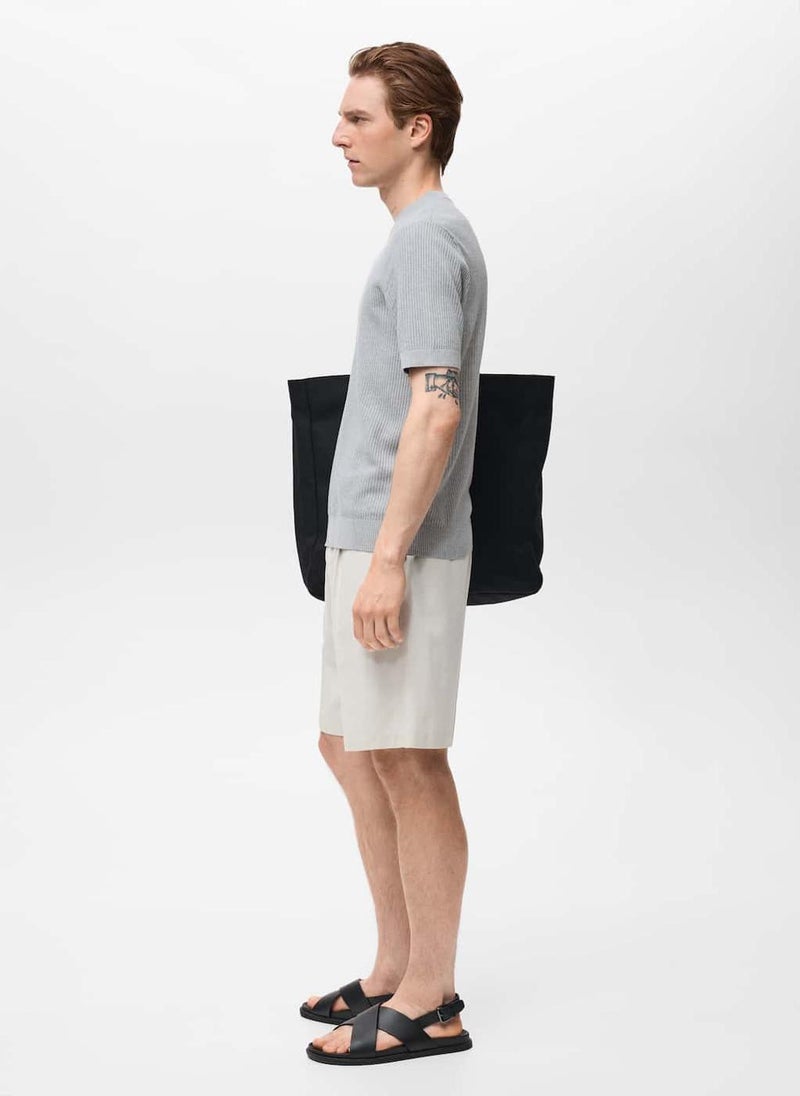 Mango Man Ribbed Knit T-Shirt - Image 3