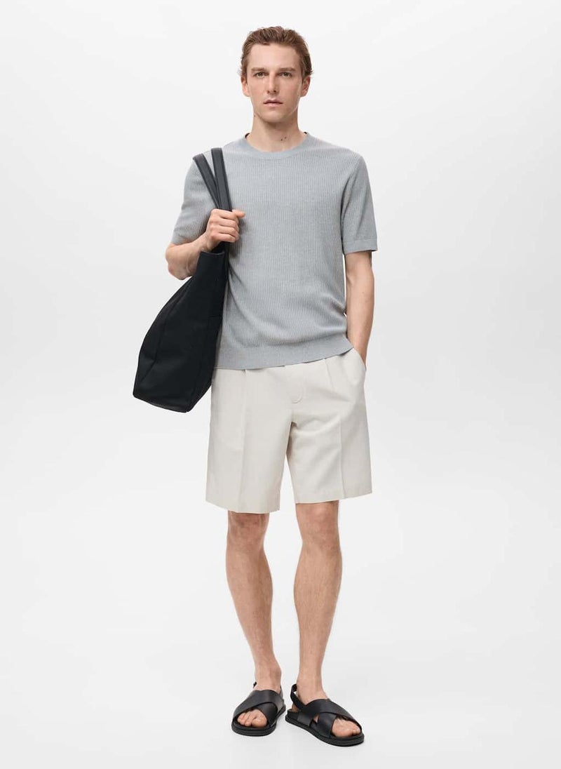 Mango Man Ribbed Knit T-Shirt - Image 4