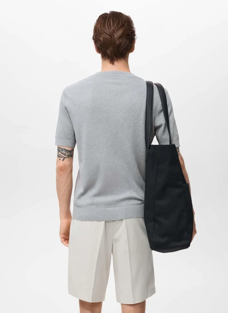 Mango Man Ribbed Knit T-Shirt