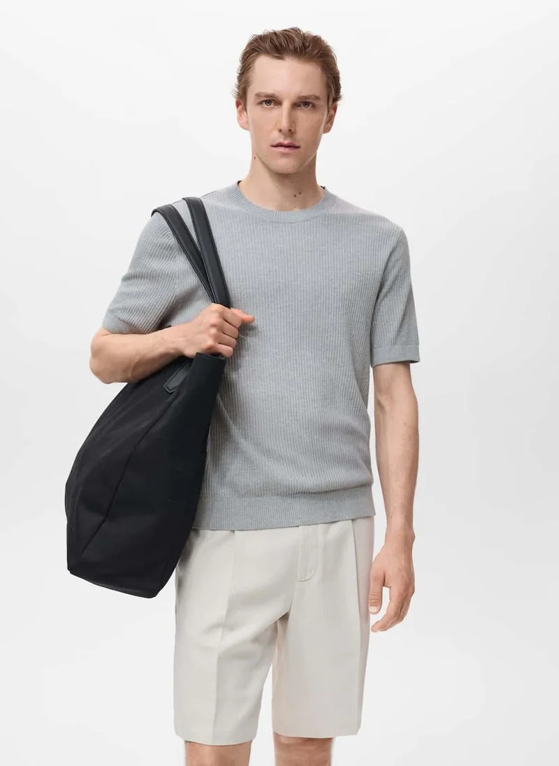 Mango Man Ribbed Knit T-Shirt