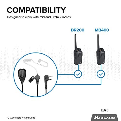 Midland – BA3 Concealed Headset for Business Radios – Clear Earpiece with Push to Talk Microphone - Image 3