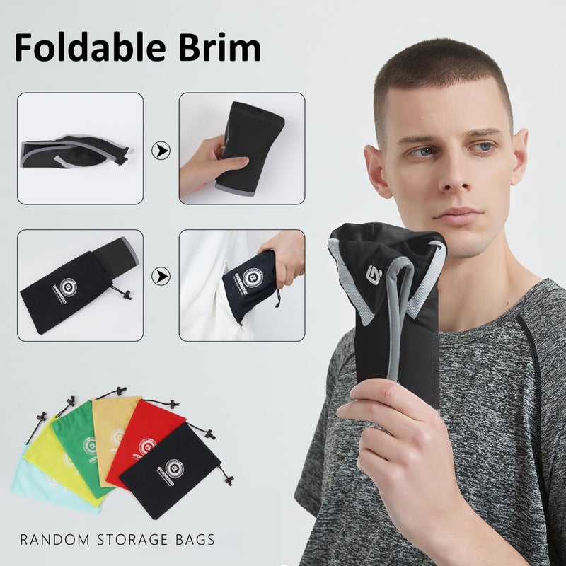 GADIEMKENSD Foldable Run Hat Reflective Baseball Cap Quick Drying Sports Hat for Men Woman Adjustable 50+ UPF Breathable Mesh Water Repellency Outdoor Race Performance Lightweight Black - Image 5