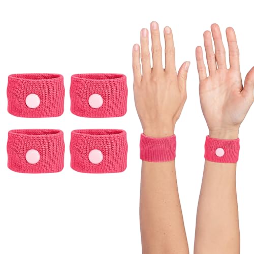 COMFYTHERA Motion Sickness Wristband AntiNausea Acupressure Wrist Band for Nausea Relief Dizziness and Vomiting from Car Sea Boat Flying Travel Sickness for Adults and Kids Rose Red Large 2 Pairs - Image 2