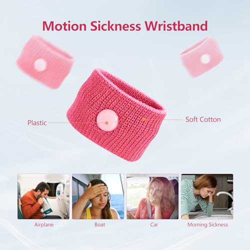 COMFYTHERA Motion Sickness Wristband AntiNausea Acupressure Wrist Band for Nausea Relief Dizziness and Vomiting from Car Sea Boat Flying Travel Sickness for Adults and Kids Rose Red Large 2 Pairs - Image 5