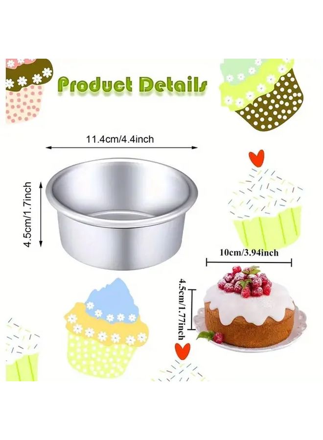 6pcs 4 Inch Aluminum Round Cake Pans With Movable Bottom For Baking - Image 3