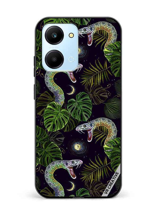 VR CREATIVE Protective Case Cover For Honor Play7T Embroidery Snakes, Night Sky And Tropical Palm Leaves Design Multicolour - Image 1
