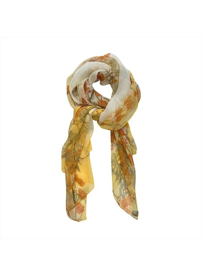 allydrew Wrapables Lightweight Sheer Silky Feeling Georgette Scarf, Yellow Marigolds - Image 4
