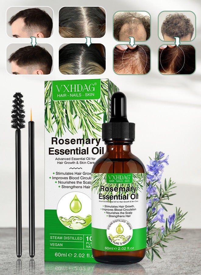 VXHDAG 60ml Rosemary Essential Oil  for Hair Growth Pure Organic Rosemary Oil for Dry Damaged Hair and Growth Hair Scalp Oil  Pure and Natural Premium Quality Oil Hair Loss Treatment Oil for Men and Women  - Image 1