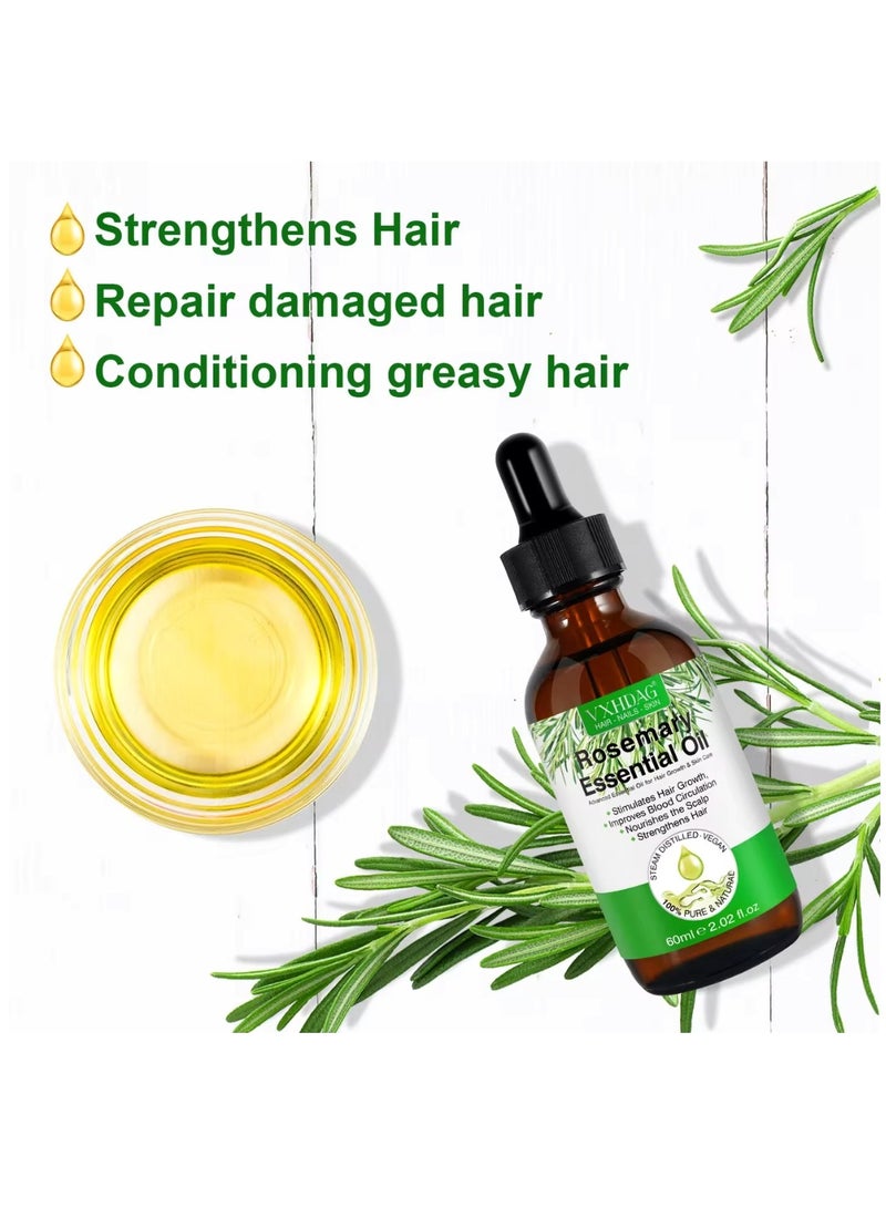 VXHDAG 60ml Rosemary Essential Oil  for Hair Growth Pure Organic Rosemary Oil for Dry Damaged Hair and Growth Hair Scalp Oil  Pure and Natural Premium Quality Oil Hair Loss Treatment Oil for Men and Women  - Image 5