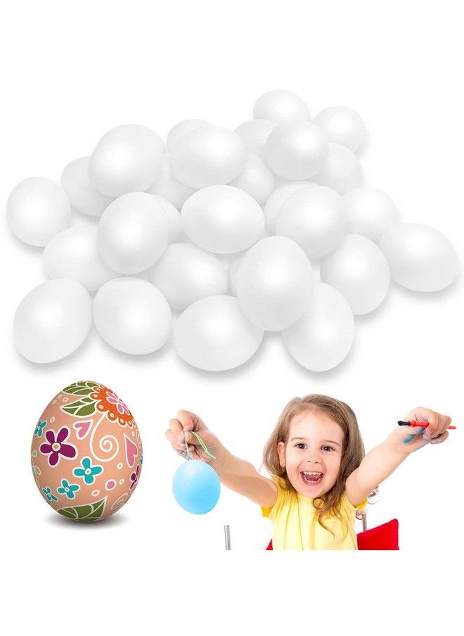 Hamiggaa 30 Pcs Plastic White Fake Eggseaster Eggsrealistic White Eggsfaux Fake Egg For Diy Craftspaintingpartyhome Decorkidskitchen  - Image 2