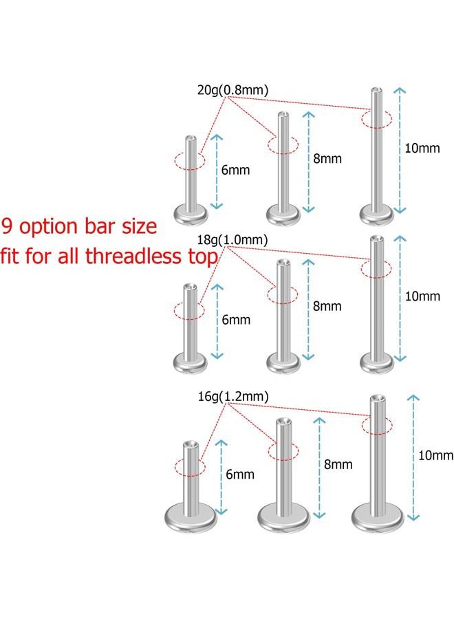 NewkeepsR 20g/18g/16g G23 Titanium Press Fit Threadless Push Pop in Labret Lip Monroe Tragus Earring Stud Piercing, 8mm, Metal, no gemstone - Image 3