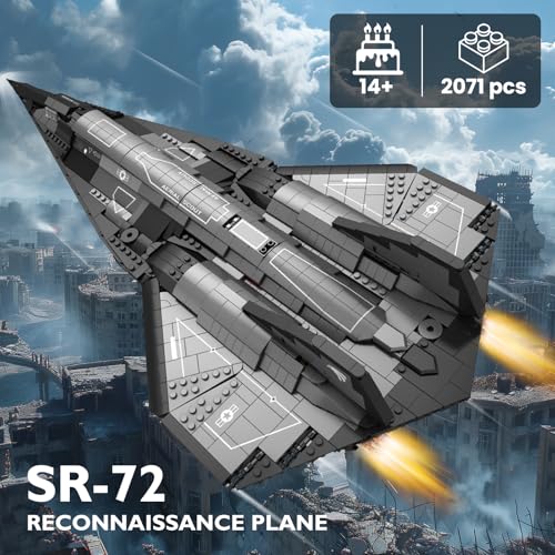 JMBricklayer Military Plane Building Blocks Set 60012 Cool SR72 Eagle Reconnaissance Aircraft Building Toys Set Collectible and Display Airplane Model Ideal Gift for Adult Military Fans - Image 5