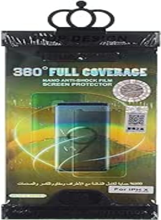 360 Full Coverage Nano Anti Shock Screen Protector For Apple iPhone X, Clear