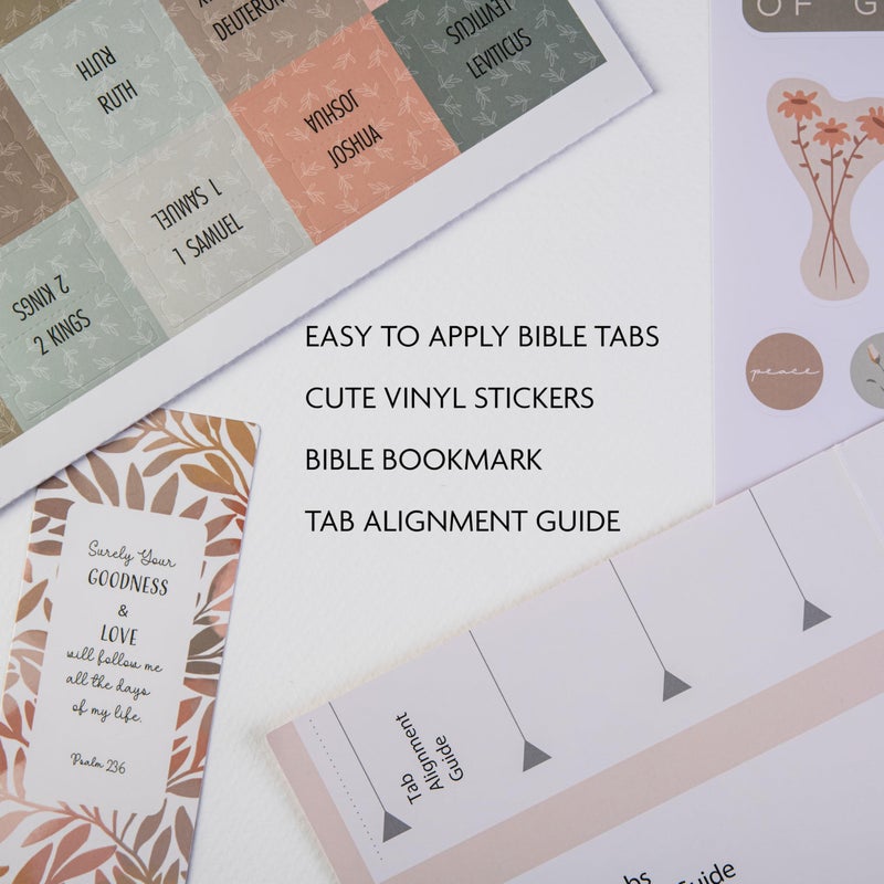 DiverseBee Laminated Bible Tabs (Large Print, Easy to Read), Bible Journaling Supplies, Bible Book Tabs, Christian Gift, 66 Bible Tabs Old and New Testament, Includes 11 Blank Tabs (Earthy) - Image 2