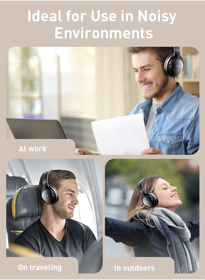 Picun - Foldable ANC Headphones, Wireless Over Ear HiFi Stereo Headphones ,Bluetooth 5.3 headset with Mic, Hi-Res Audio, Voice Control, Comfortable Fit, 90H Playtime - for Phone,PC,Music Player - Image 1