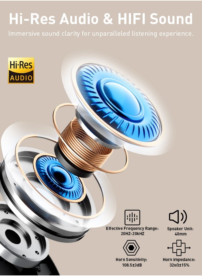 Picun - Foldable ANC Headphones, Wireless Over Ear HiFi Stereo Headphones ,Bluetooth 5.3 headset with Mic, Hi-Res Audio, Voice Control, Comfortable Fit, 90H Playtime - for Phone,PC,Music Player - Image 1