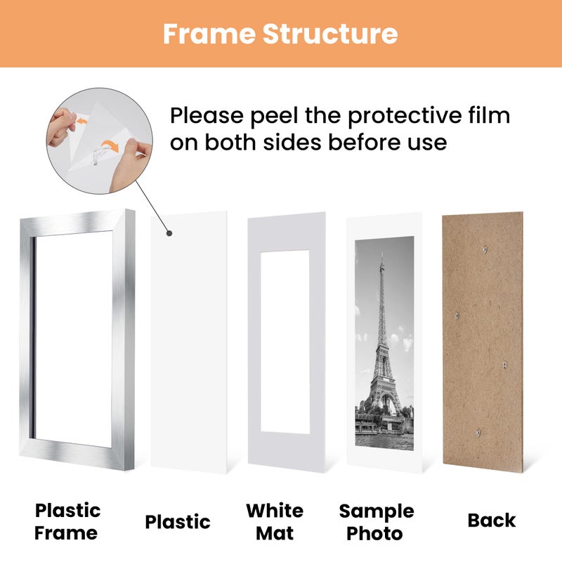 أبس سيمبلز مجموعة إطار صورة 8x10 صورة من 5 صور عرض 5 × 7 مع حصيرة أو 8x10 بدون إطارات صور حائط - Image 3