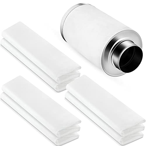 Tudomro 6 Pack Carbon Prefilter for 6 Inch Carbon Filter Replacement Non Woven Fabrics Material and Electrostatic Fibers for Odor Control in Grow Tents Indoor Gardening Hydroponics Ventilate White - Image 1