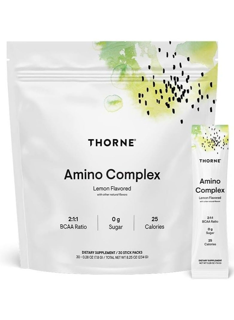 Thorne مركب الأحماض الأمينية بنكهة الليمون مع نكهات طبيعية أخرى، نسبة 2:1:1 من BCAA | 0 جرام سكر | 25 سعرة حرارية مكمل غذائي / 30 عبوة ستيك، 30 - 0.28 أونصة (7.8 جرام) / الوزن الصافي الإجمالي 8.25 أونصة (234 جرام) - Image 1