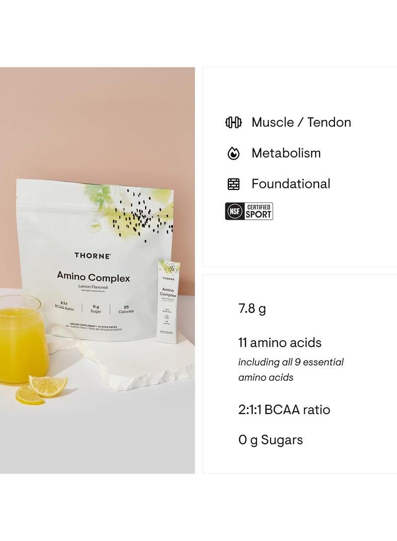 Thorne مركب الأحماض الأمينية بنكهة الليمون مع نكهات طبيعية أخرى، نسبة 2:1:1 من BCAA | 0 جرام سكر | 25 سعرة حرارية مكمل غذائي / 30 عبوة ستيك، 30 - 0.28 أونصة (7.8 جرام) / الوزن الصافي الإجمالي 8.25 أونصة (234 جرام) - Image 4