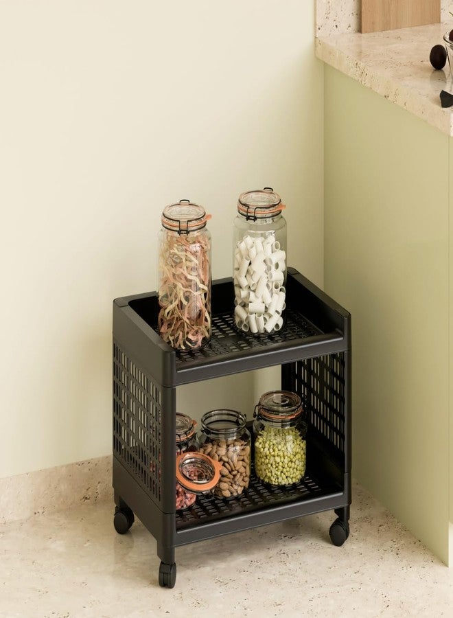 Marmik Plastic Multi-Purpose Kitchen Trolly Portable Storage Rack, Household Rack, Vegetable and Fruit Storage, Office, Bathroom Rack (2 Layer, Black) - Image 1